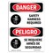 Signmission OSHA Danger, Harness RequiredBilingual, 14in X 10in Rigid Plastic, 10" W, 14" H, Bilingual Spanish OS-DS-P-1014-VS-1565 - alternate 1